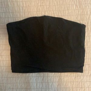 Cropped black tube top